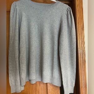 NWOT: Belldini Light Gray Sweater with silver  Accents
